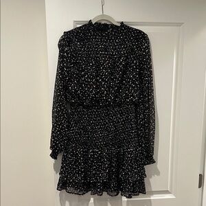 Aqua Black and White Long Sleeve Dress